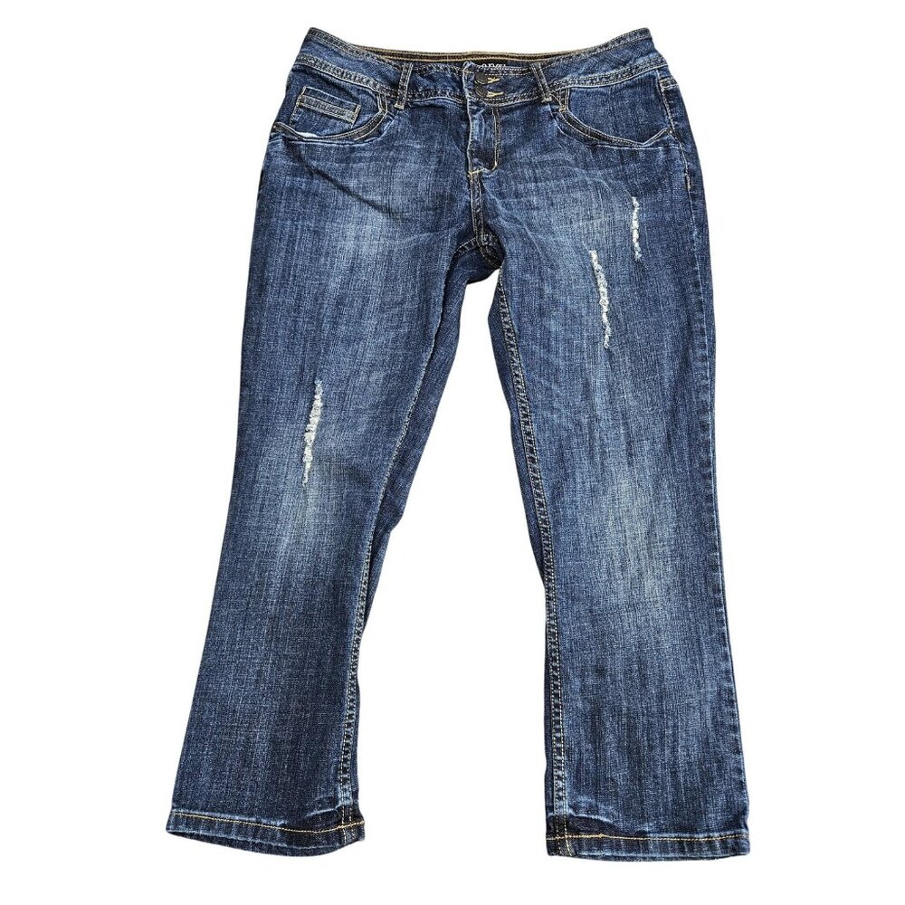 A.n.a Modern Fit Bootcut Jeans Womens 10P Blue Medium Wash Distressed Stretch